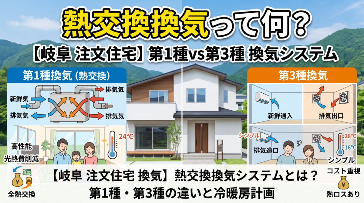 【岐阜 注文住宅 換気】熱交換換気システムとは？第1種・第3種の違いと冷暖房計画