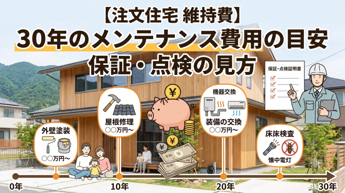 【注文住宅 維持費】30年のメンテナンス費用の目安と、保証・点検の見方